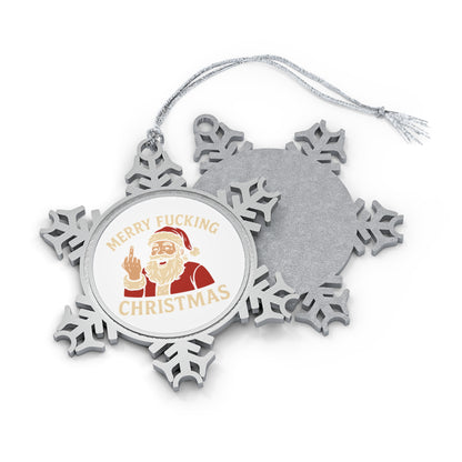 Pewter snowflake Christmas ornament from Printify, detailed holiday decoration with intricate snowflake design for festive decor