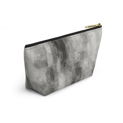 Gray abstract brushstroke accessory pouch from Printify, featuring a stylish bag with artistic brushstroke design.