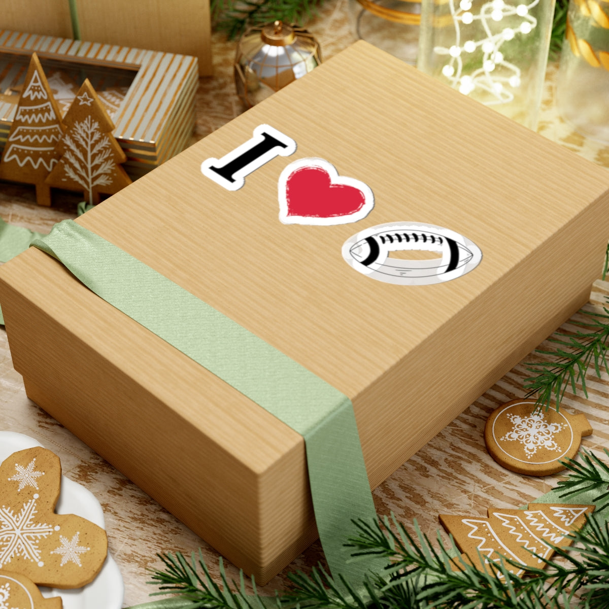 I  Football Kiss-Cut Sticker — Glossy Game-Day Laptop & Water Bottle Decal