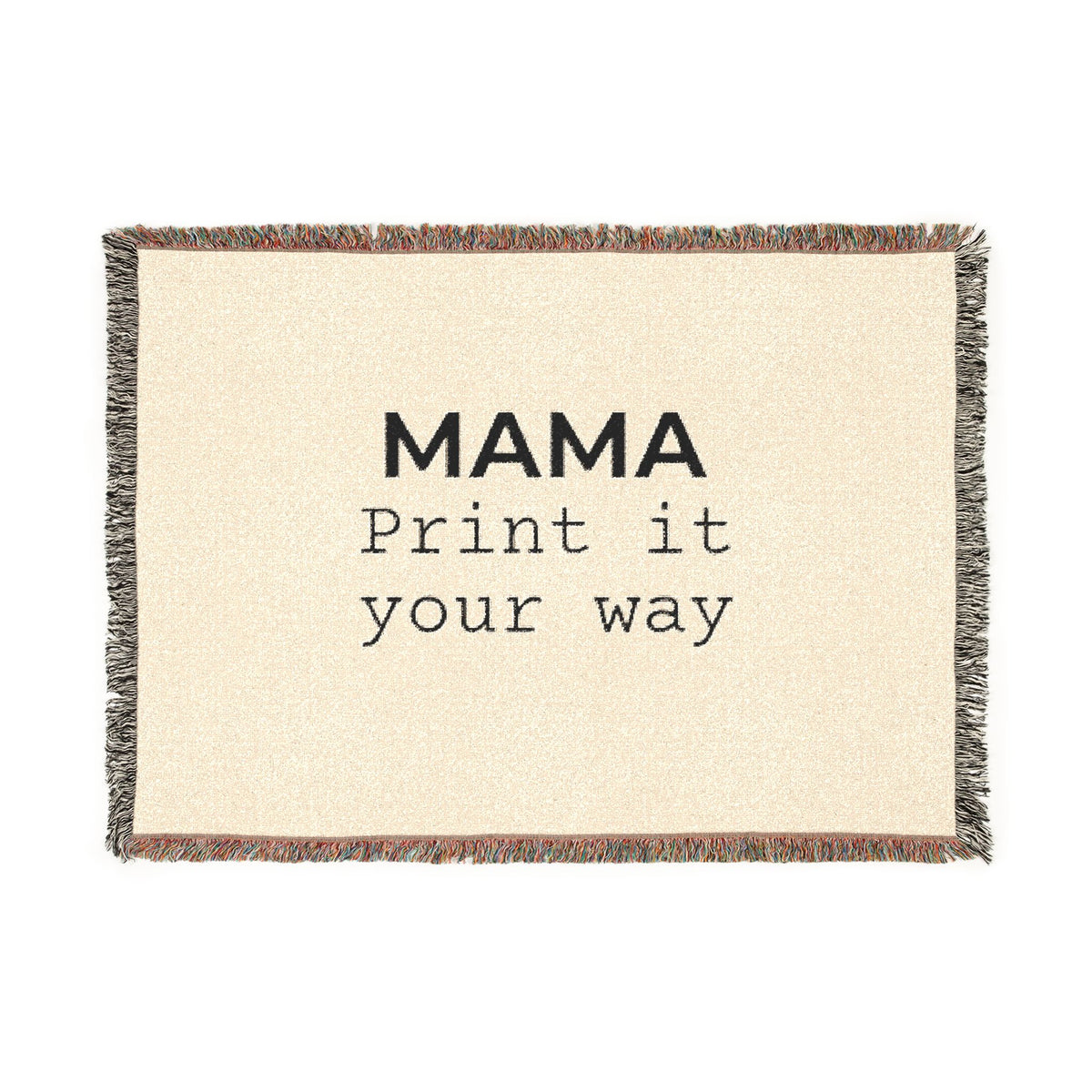 Custom woven blanket from Printify featuring a personalized design, soft textile with intricate woven patterns.