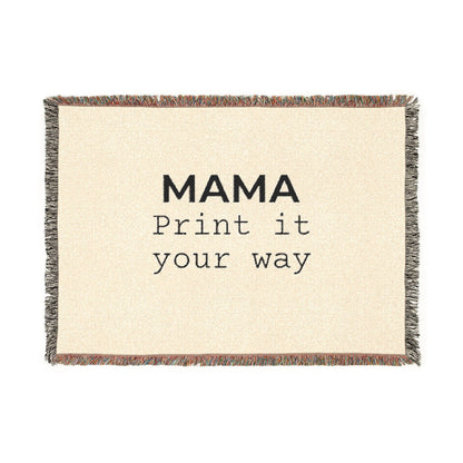 Custom woven blanket from Printify featuring a personalized design, soft textile with intricate woven patterns.