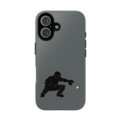 Printify baseball catcher phone case with tough protective cover for smartphones, featuring a detailed baseball catcher design.