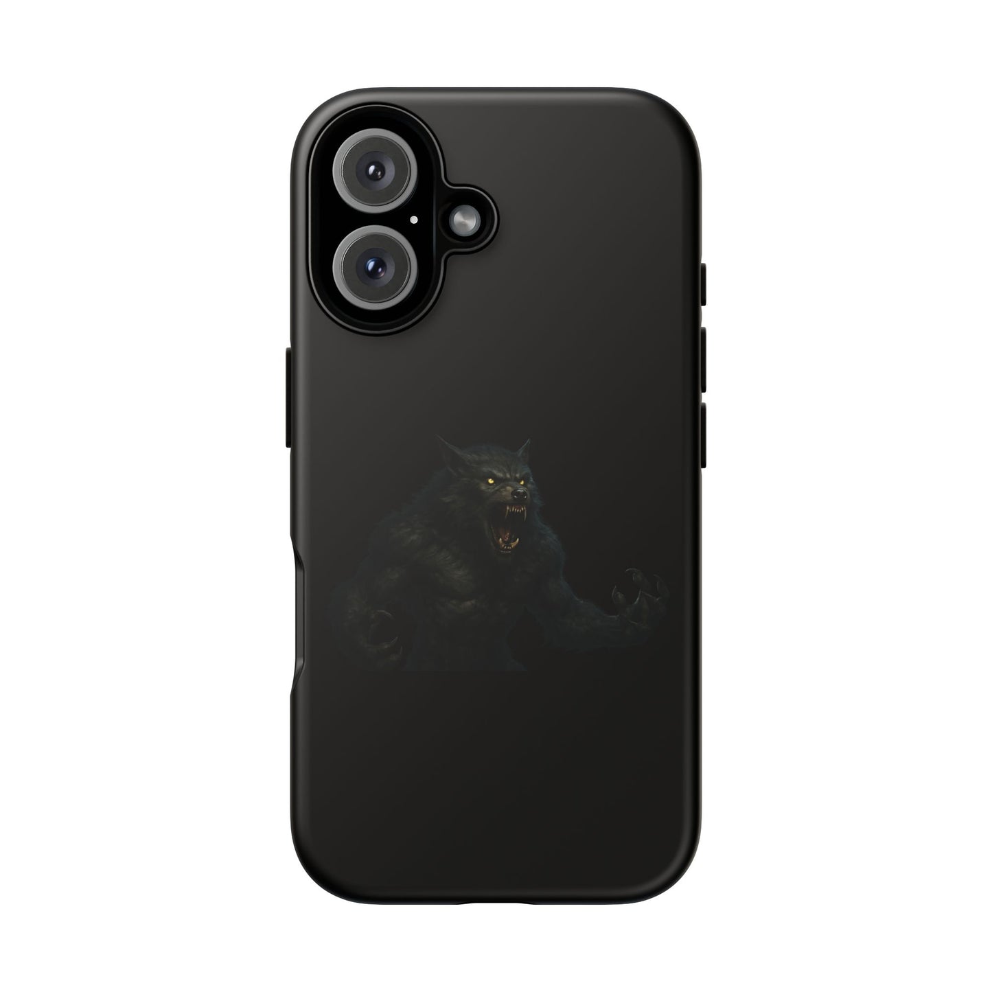 Dark monster graphic werewolf phone case with tough protective design for smartphones, showcasing a fierce, detailed illustration.