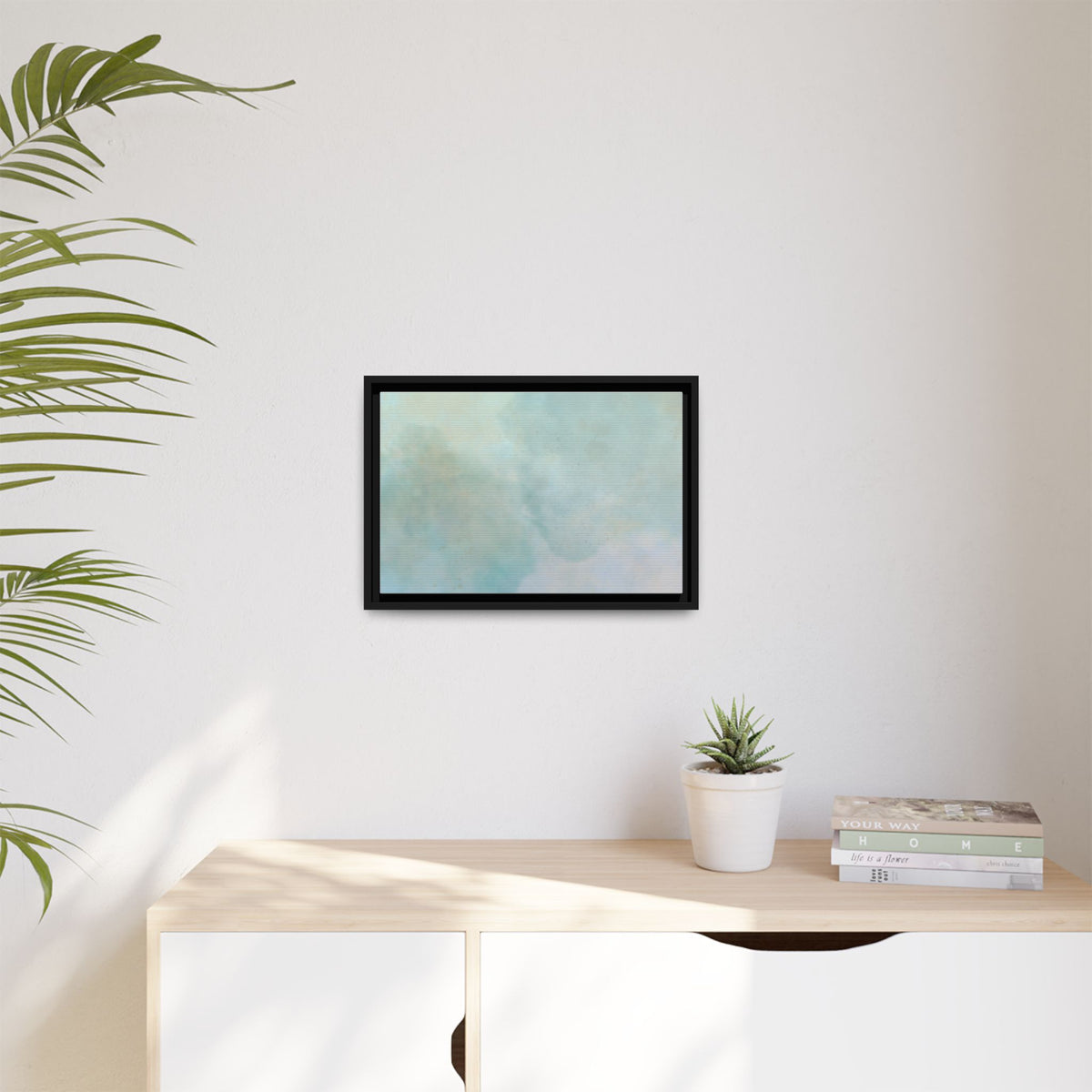 Soft abstract pastel watercolor on matte canvas, artistic print by Printify showcasing gentle colors and smooth texture.