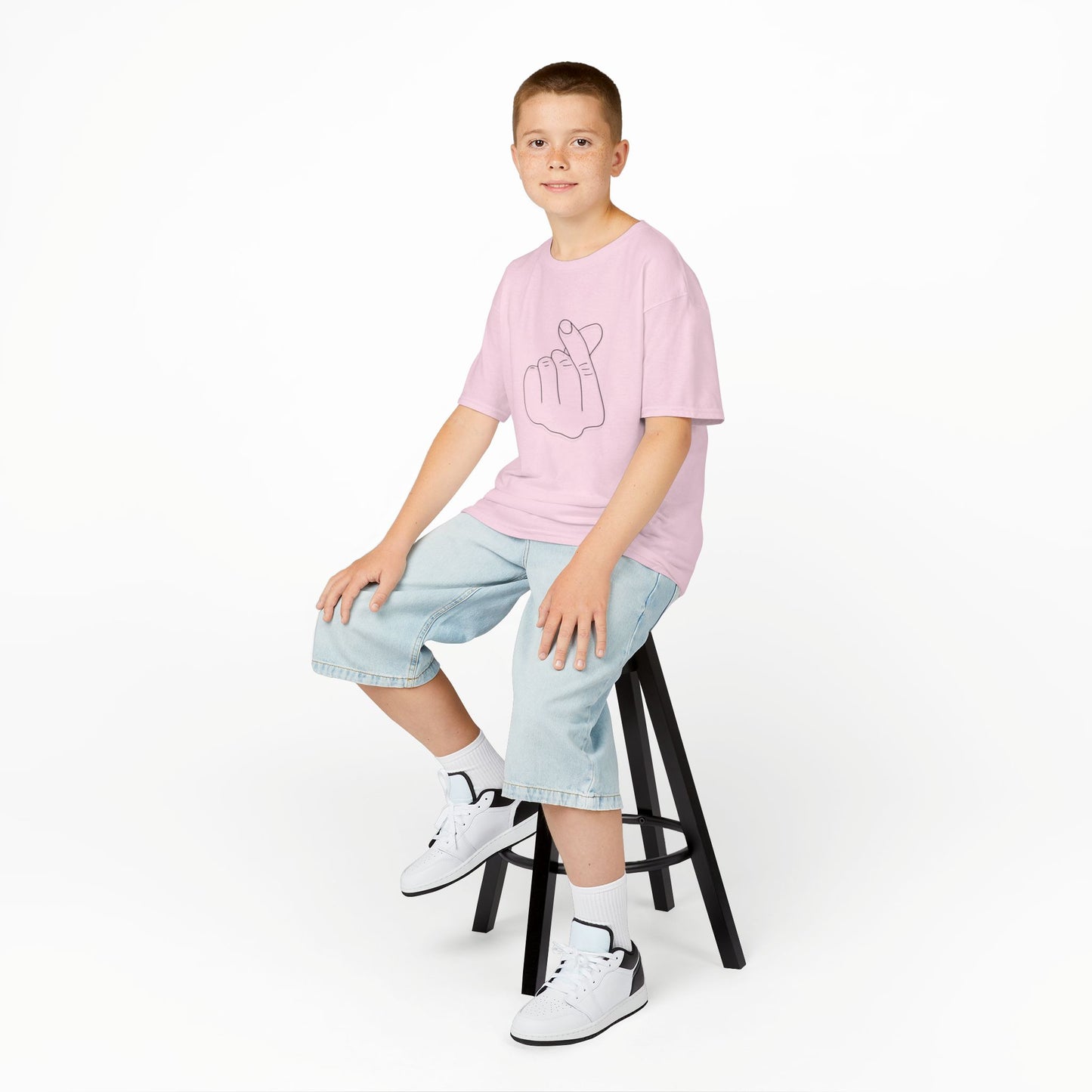 Cute Kids Heavy Cotton Tee - K-Pop Inspired Love Gesture