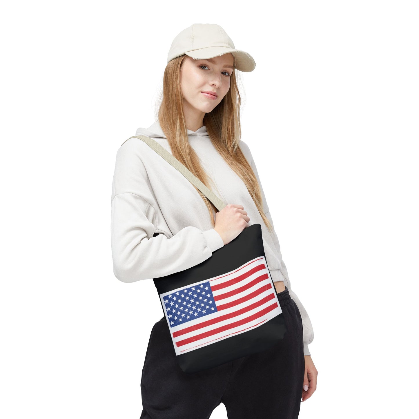 Patriotic Tote Bag, American Flag Carryall, Beach Bag, Reusable Shopping Tote, Independence Day Gift - TRV