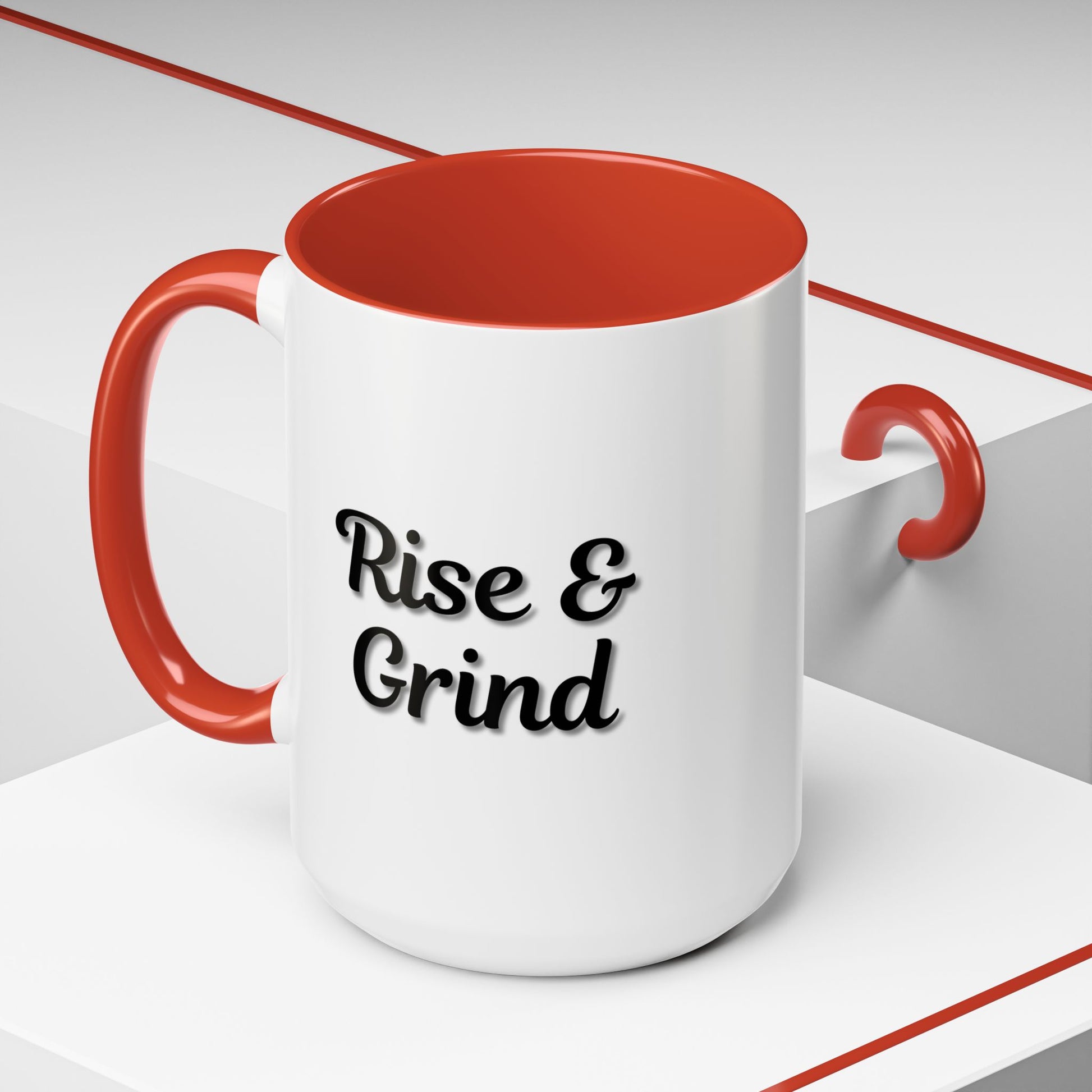 Rise & Grind Coffee Mug – Motivational Black Accent Mug for Daily Inspiration - TRV