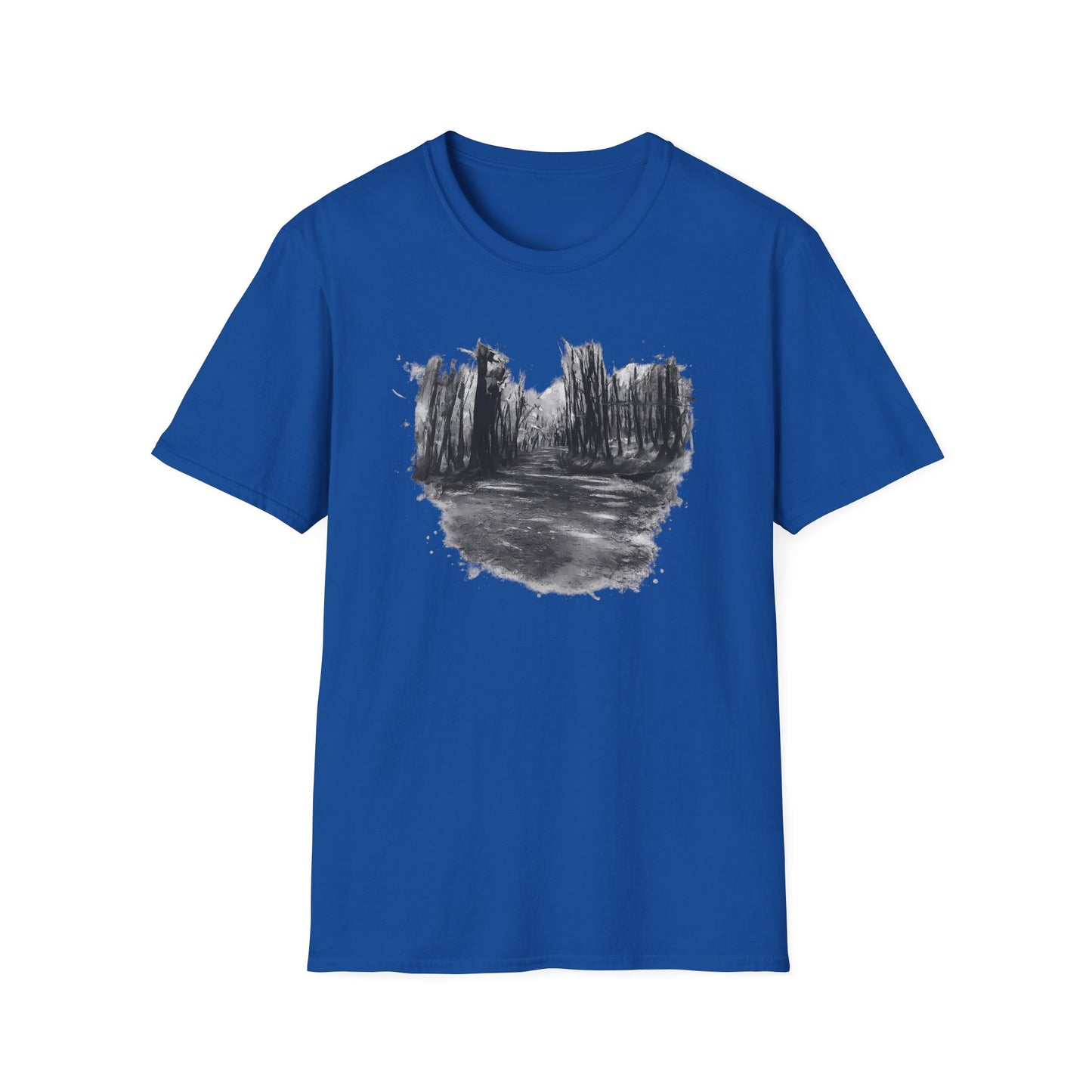 Unisex Softstyle T-Shirt with Abstract Landscape Art, Casual Wear, Gift for Art Lovers, Everyday Fashion, Nature Inspired Tee - TRV