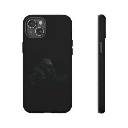 Werewolf phone case with dark monster graphic, tough protective design for smartphones, by Printify.