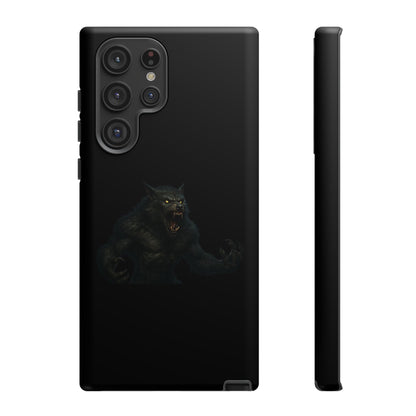 Werewolf phone case with dark monster graphic, tough protective design for smartphones, by Printify.