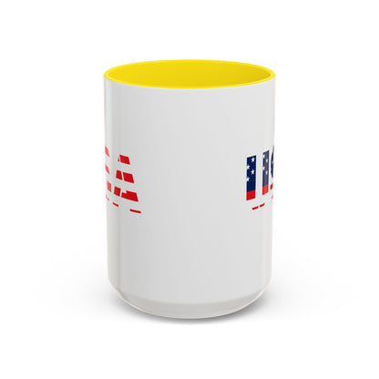 USA Flag Accent Coffee Mug — Patriotic 11/15oz Ceramic Coffee Cup