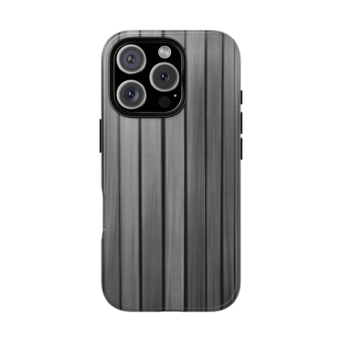 Ribbed metal texture phone case by Printify for iPhone, featuring a tough protective design and sleek metallic finish.