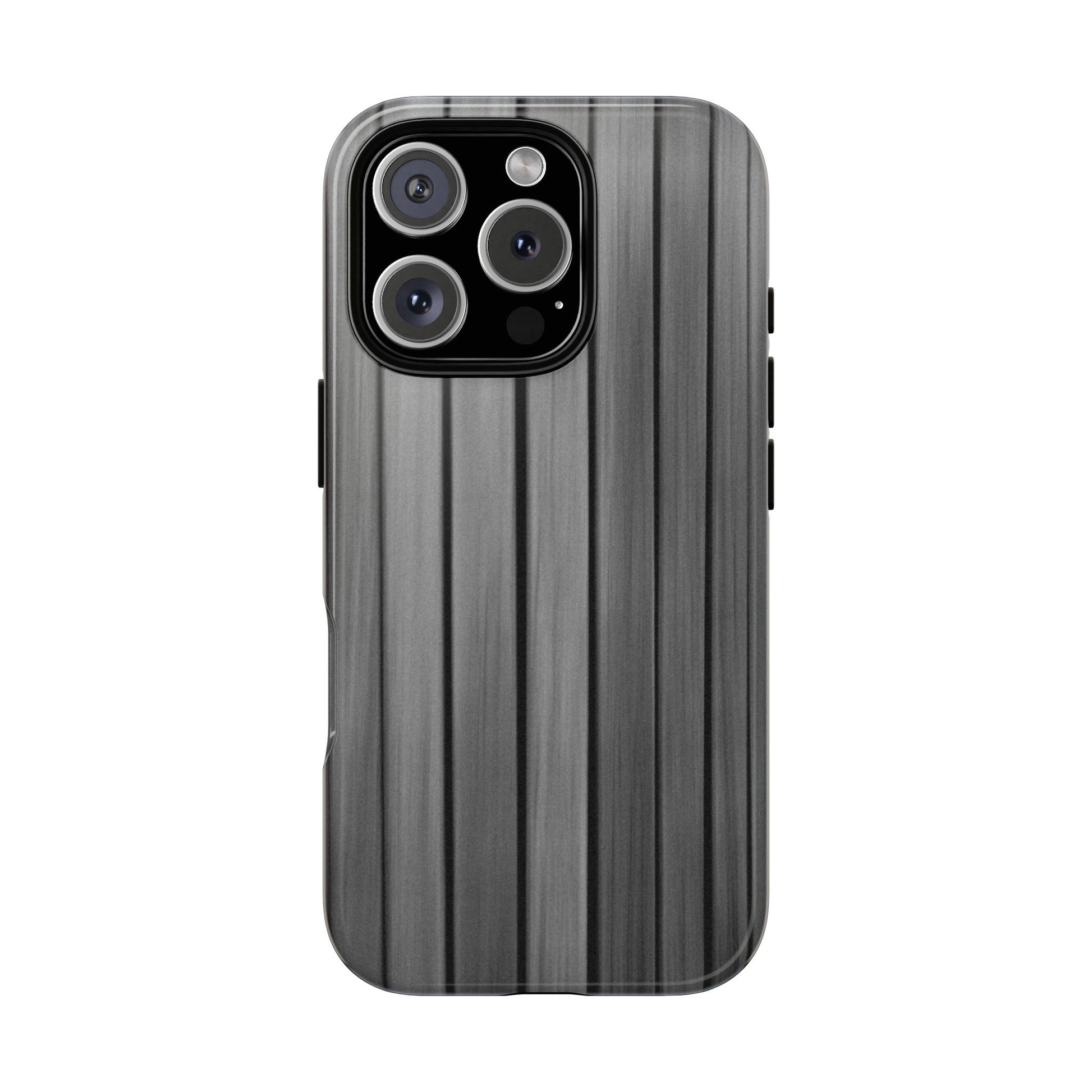 Ribbed metal texture phone case by Printify for iPhone, featuring a tough protective design and sleek metallic finish.