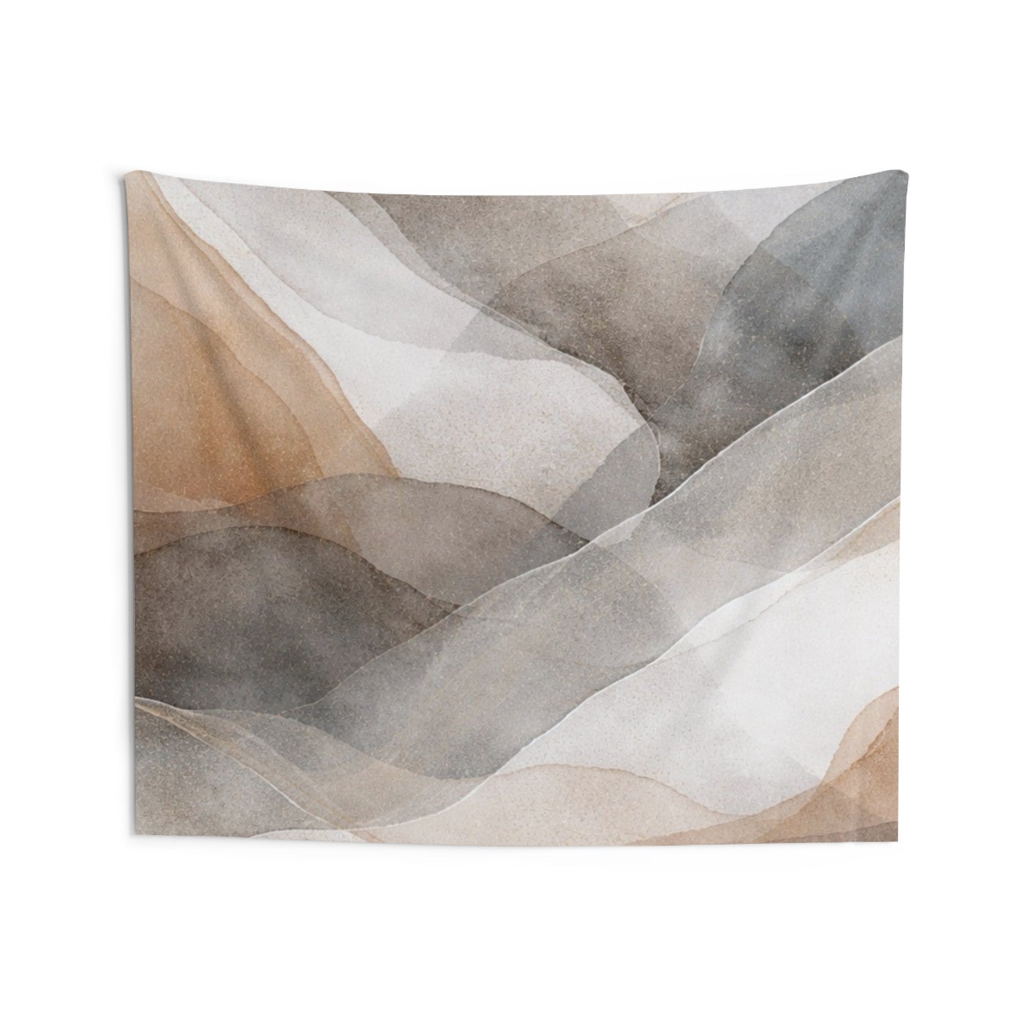 Abstract watercolor mountains wall tapestry featuring neutral landscape art, ideal for indoor wall decor by Printify.