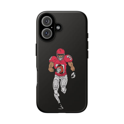 Black football player tough phone case for iPhone with sports design, protective printed case by Printify.