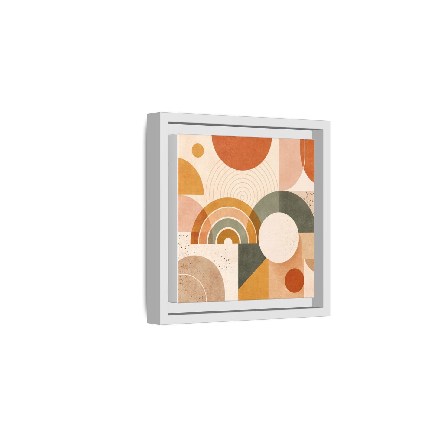 Abstract Terracotta Geometric Rainbow Matte Canvas Framed