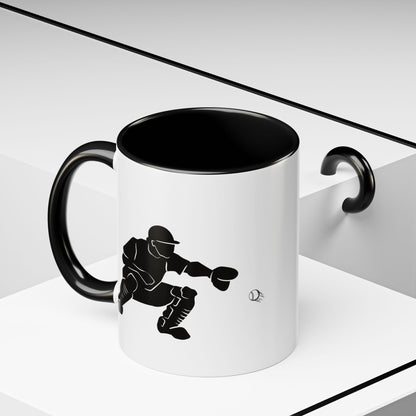 Baseball Catcher Coffee Mug, Sports Gift for Coaches, Black Accent Mug for Fans, Perfect for Birthdays & Celebrations, Unique Cup - TRV
