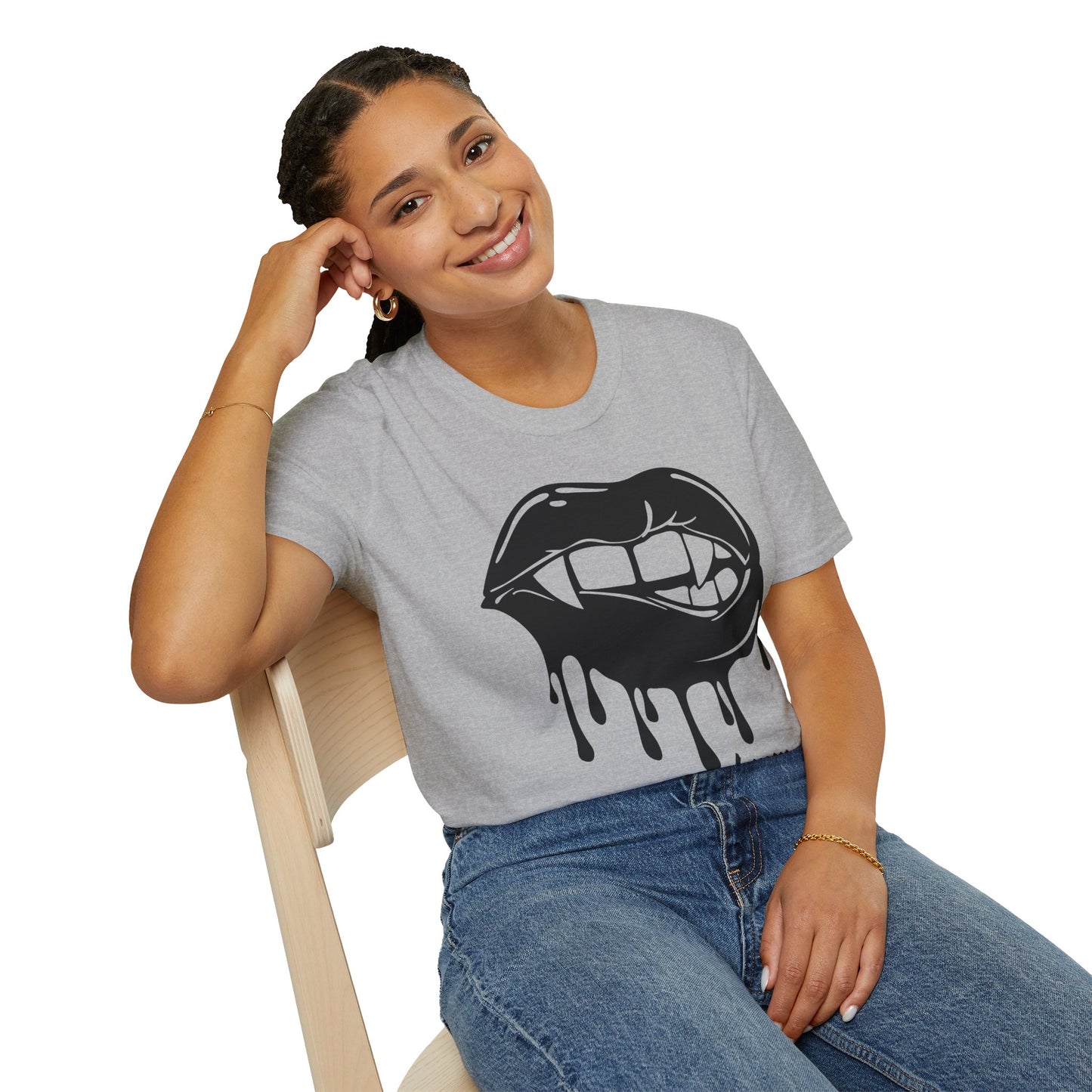 Edgy Graphic Unisex T-Shirt - Dripping Mouth Design, Cool Tee, Trendy Shirt, Hipster Top, Streetwear, Alternative Fashion, Holiday Gift