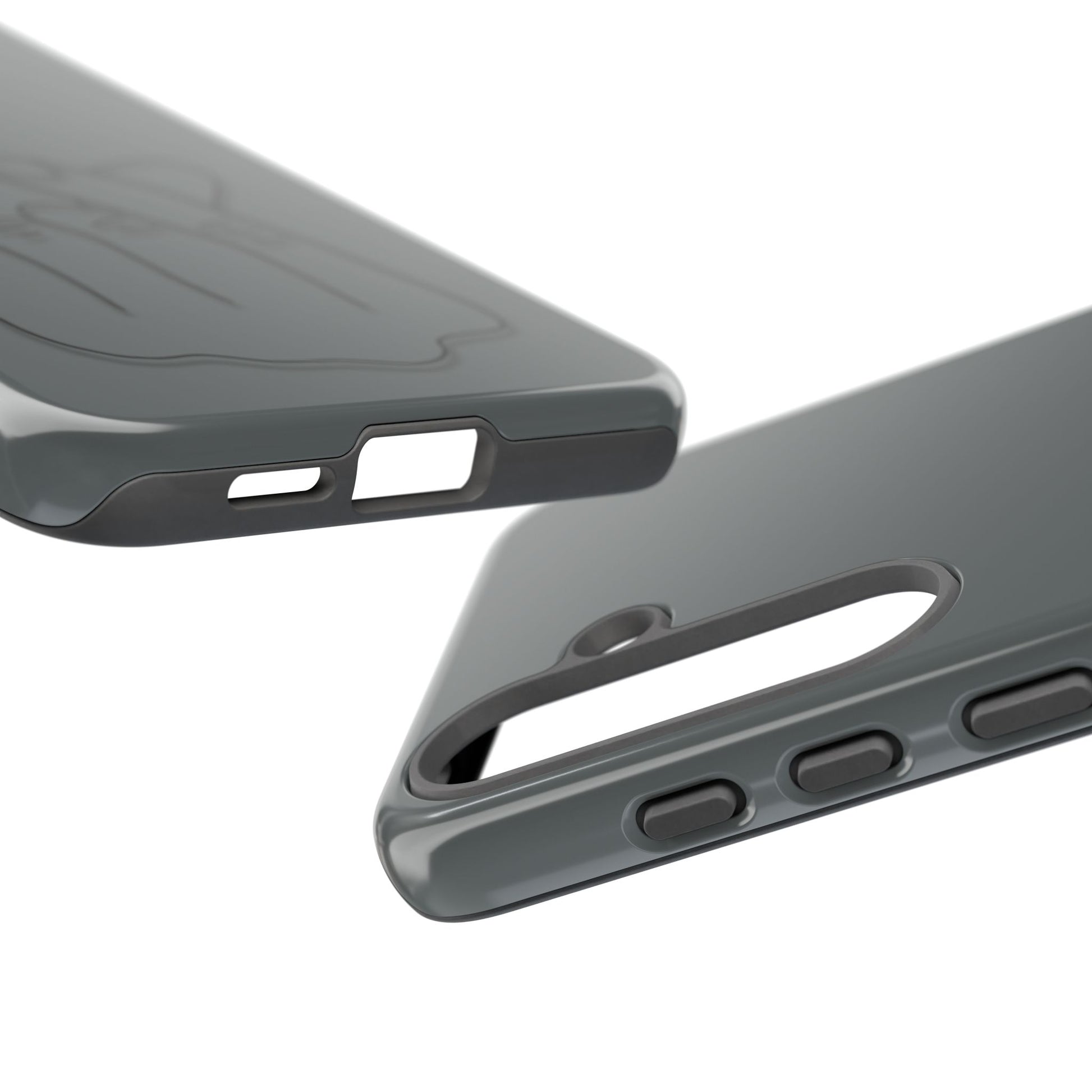 Silicone phone case with embossed Korean finger heart design, compatible with smartphones, by Printify.