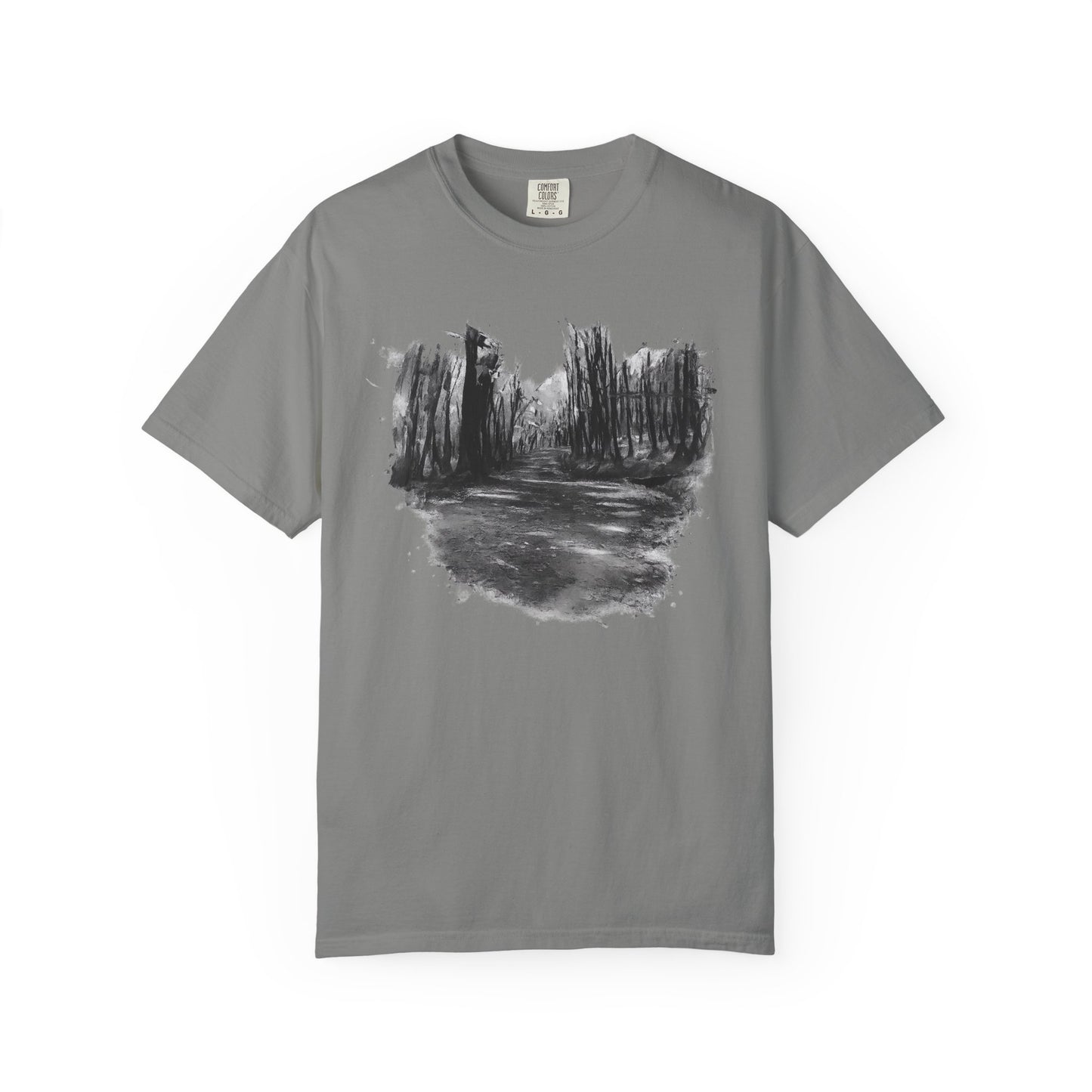 Artistic Forest Scene T-shirt | Nature Lover Gift, Outdoor Adventure Tee, Eco-Friendly Fashion, Vintage Inspired Clothing, Unisex Gift - TRV