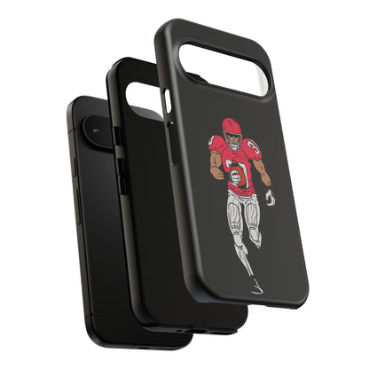 Black football player tough phone case for iPhone by Printify, featuring sporty design and durable protection.