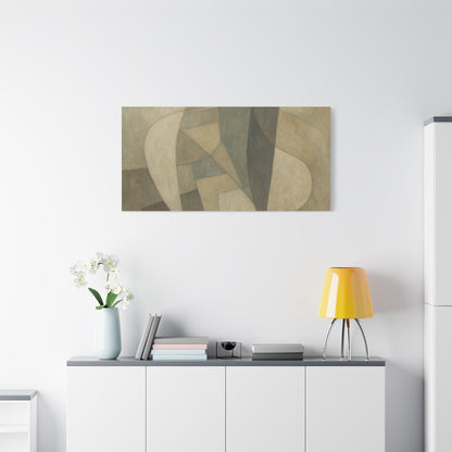 Abstract neutral geometric shapes printed on matte canvas, featuring modern design and muted tones, by Printify.