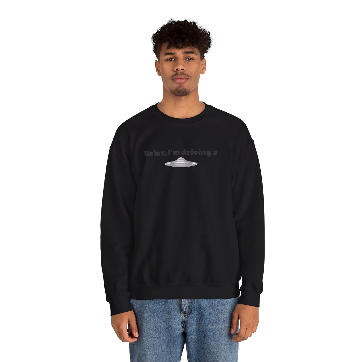 Relaxing UFO Driving Sweatshirt, Funny Gift for UFO Lovers, Unisex Crewneck Pullover, Casual Wear, Space Enthusiast Apparel