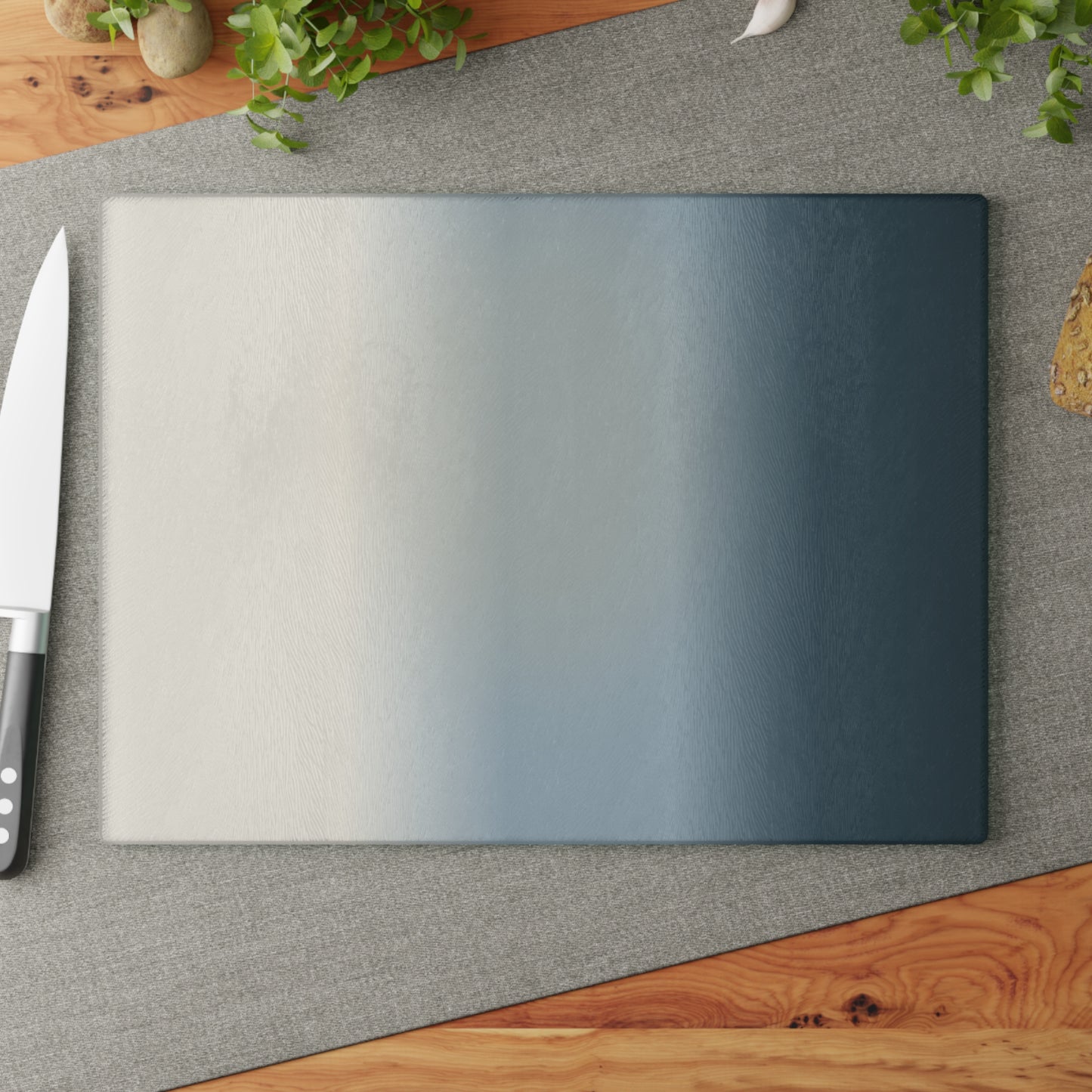 Neutral Gradient Ombre Glass Cutting Board | Blue Gray Kitchen Countertop