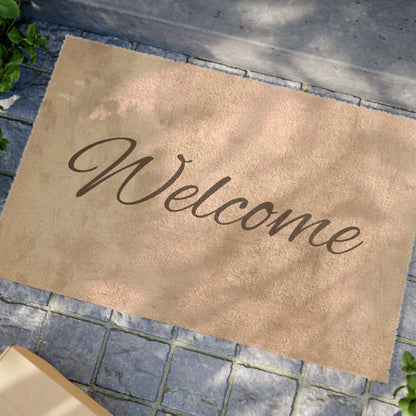 Printify welcome doormat with cozy design, soft entry rug for housewarming, perfect floor mat for inviting entrance.