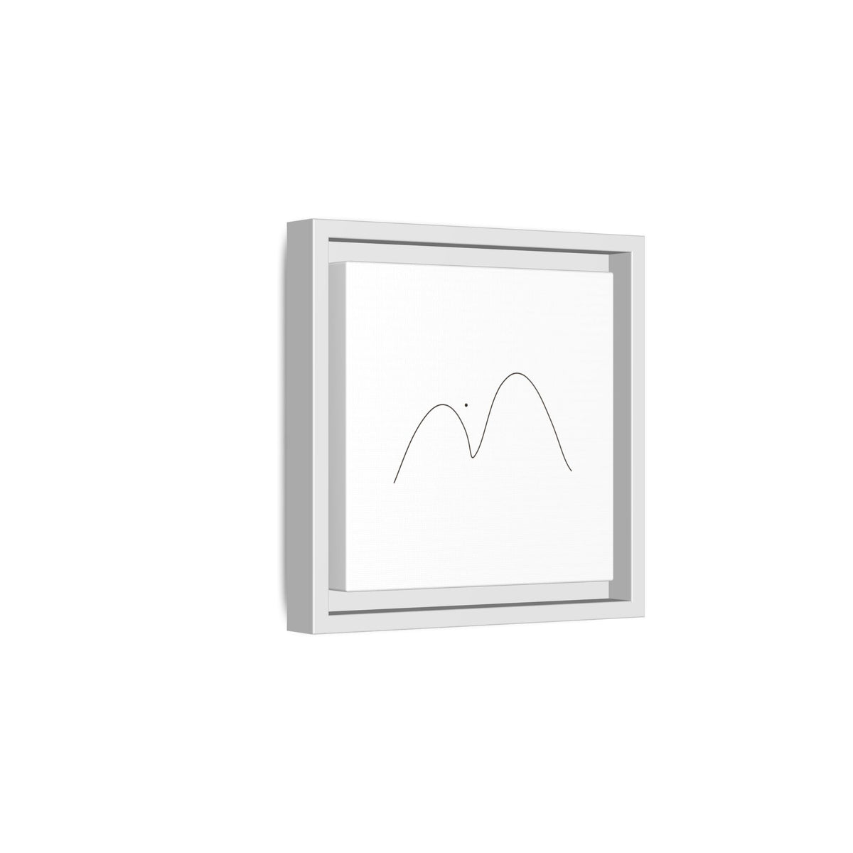 Framed minimalist mountain line art print on matte canvas, featuring simple mountain outline in a modern, stylish design.