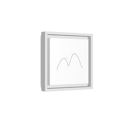 Framed minimalist mountain line art print on matte canvas, featuring simple mountain outline in a modern, stylish design.