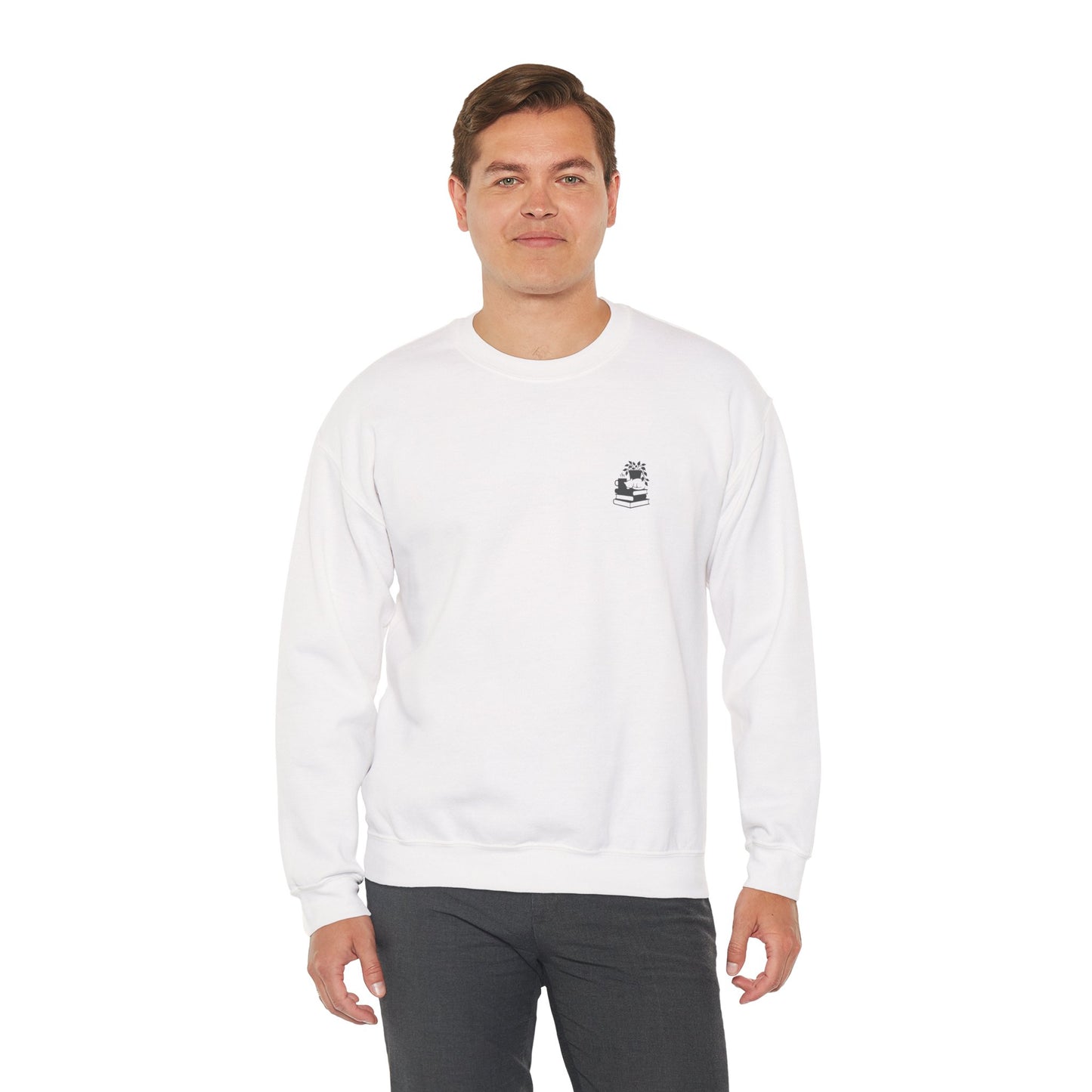 Stack of Books with Mug and Plant Sweatshirt | Cozy Reading Crewneck