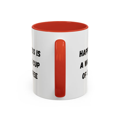 Coffee Mug — “Happiness Is A Warm Cup Of Coffee” Accent Ceramic Mug (11/15 oz)