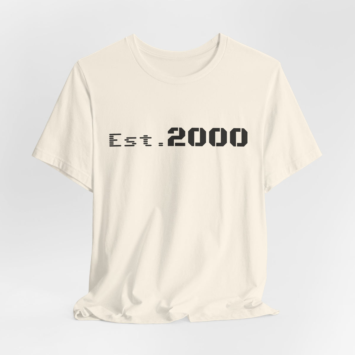 Retro pixel design T-shirt celebrating 2000 birth year, printed by Printify, featuring a vintage-inspired graphic on a casual tee.