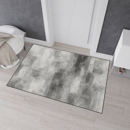 Modern abstract print Printify floor mat, heavy-duty rug for kitchen or entryway, with colorful geometric design on durable material.