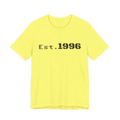 Vintage Est. 1996 T-shirt by Printify featuring a classic design, perfect as a birth year birthday gift.