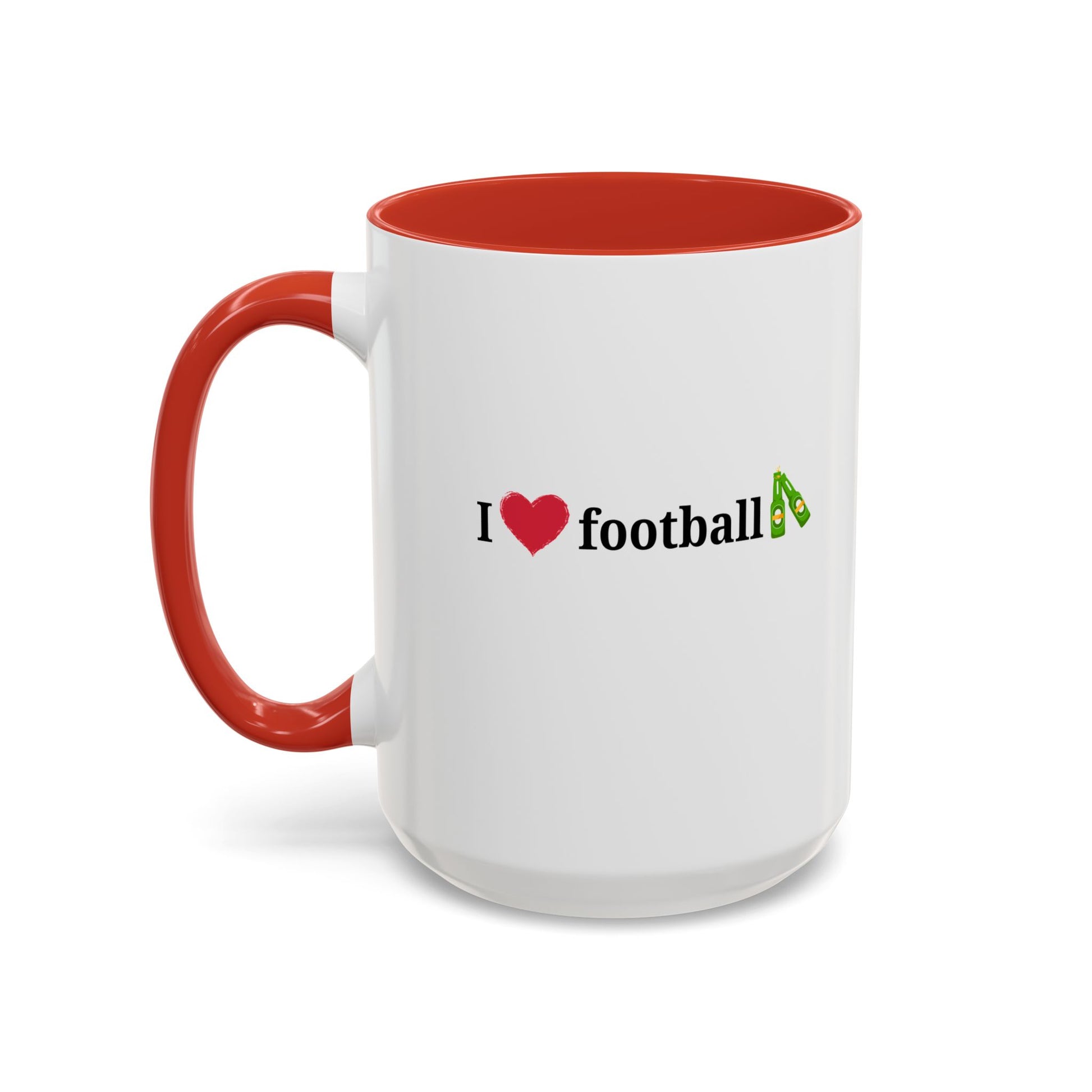 I Love Football Accent Coffee Mug, Perfect Gift for Sports Lovers, Football Enthusiasts, Unique Mug for Game Days, Home or Office Decor - TRV