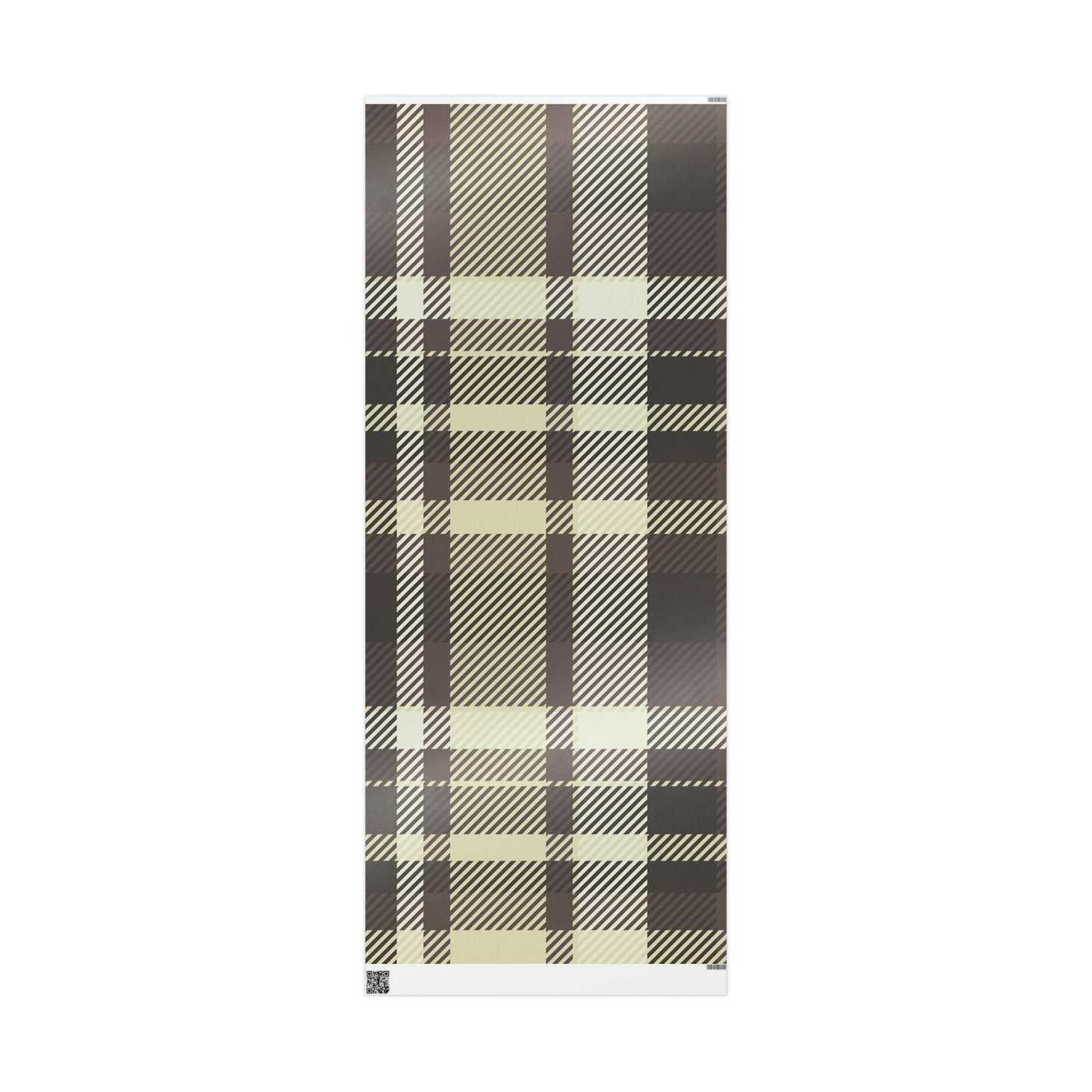 Plaid Stripe Wrapping Paper Roll — Neutral Black & Cream Gift Wrap