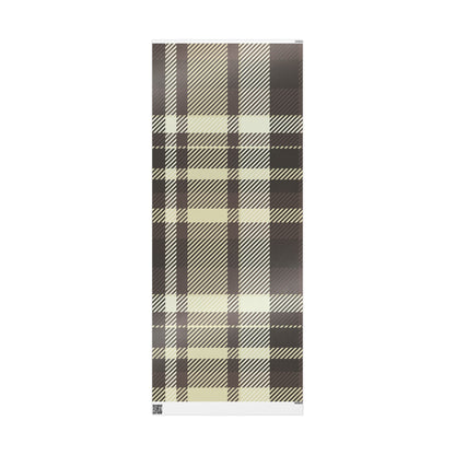 Plaid Stripe Wrapping Paper Roll — Neutral Black & Cream Gift Wrap