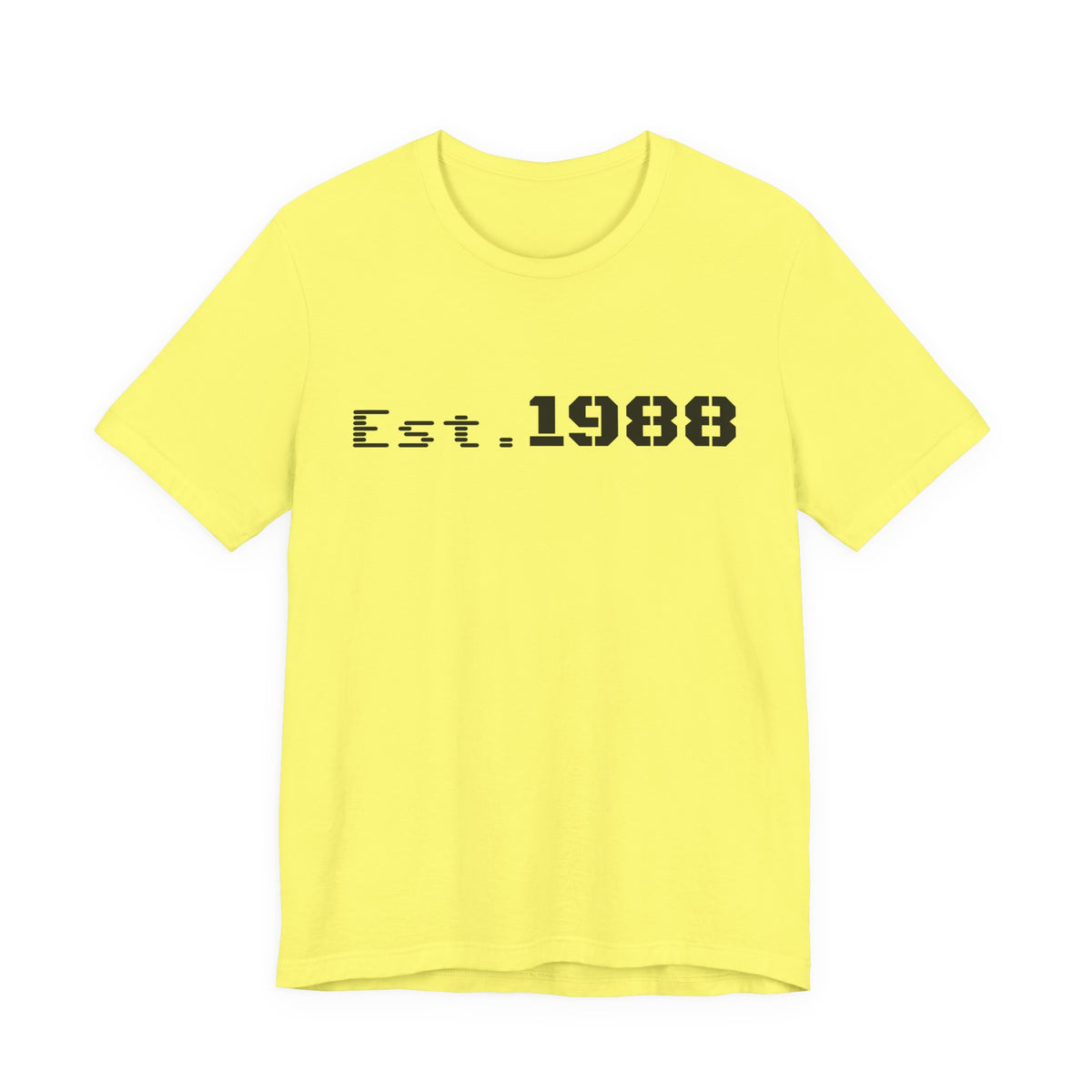 Printify retro logo T-shirt featuring "Est. 1988" design on classic cotton fabric, casual and stylish men's apparel.