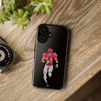 Black football player tough phone case for iPhone by Printify, featuring sports-themed design and protective build.