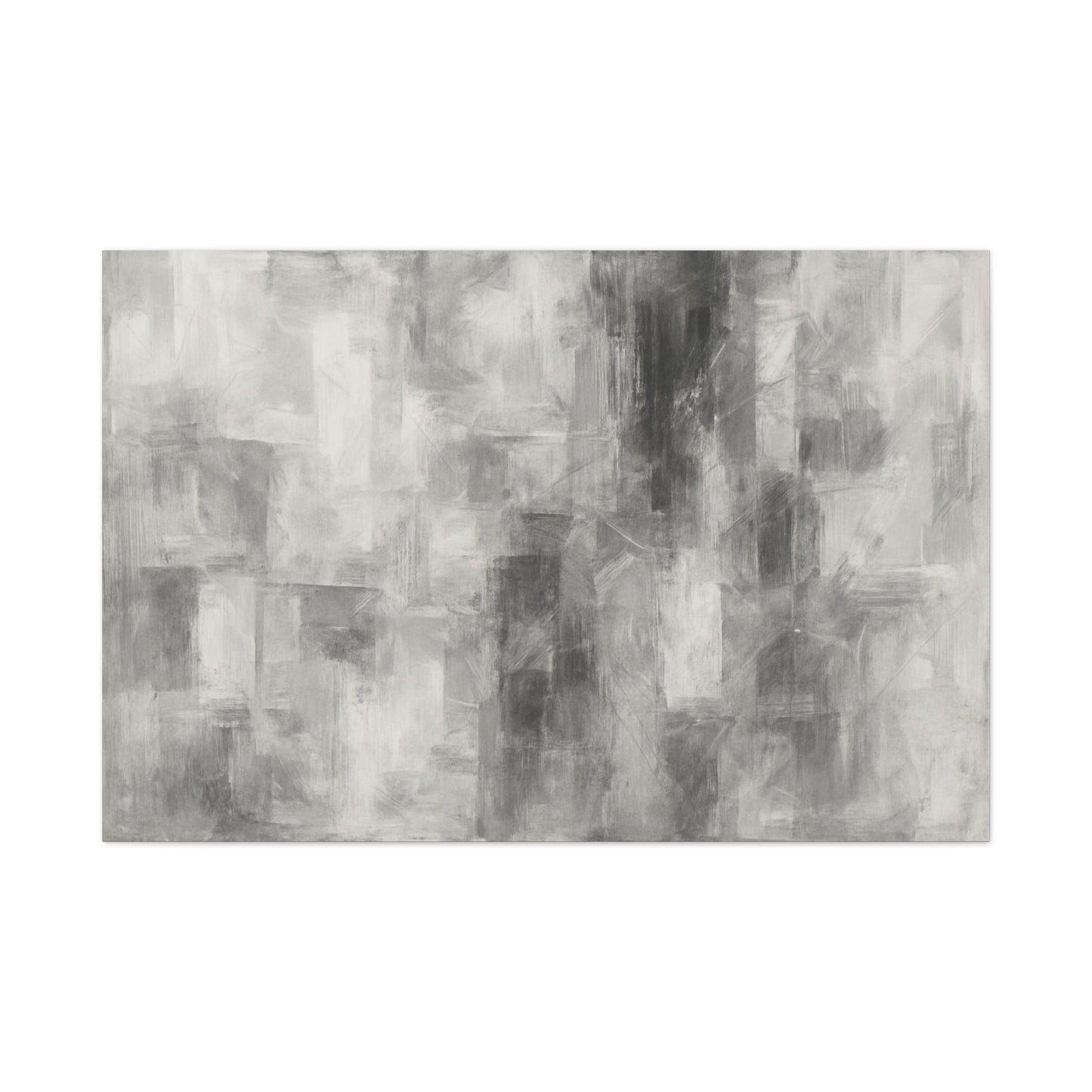 Abstract grey brushstroke canvas wall art by Printify, neutral modern matte stretched canvas for contemporary home decor.