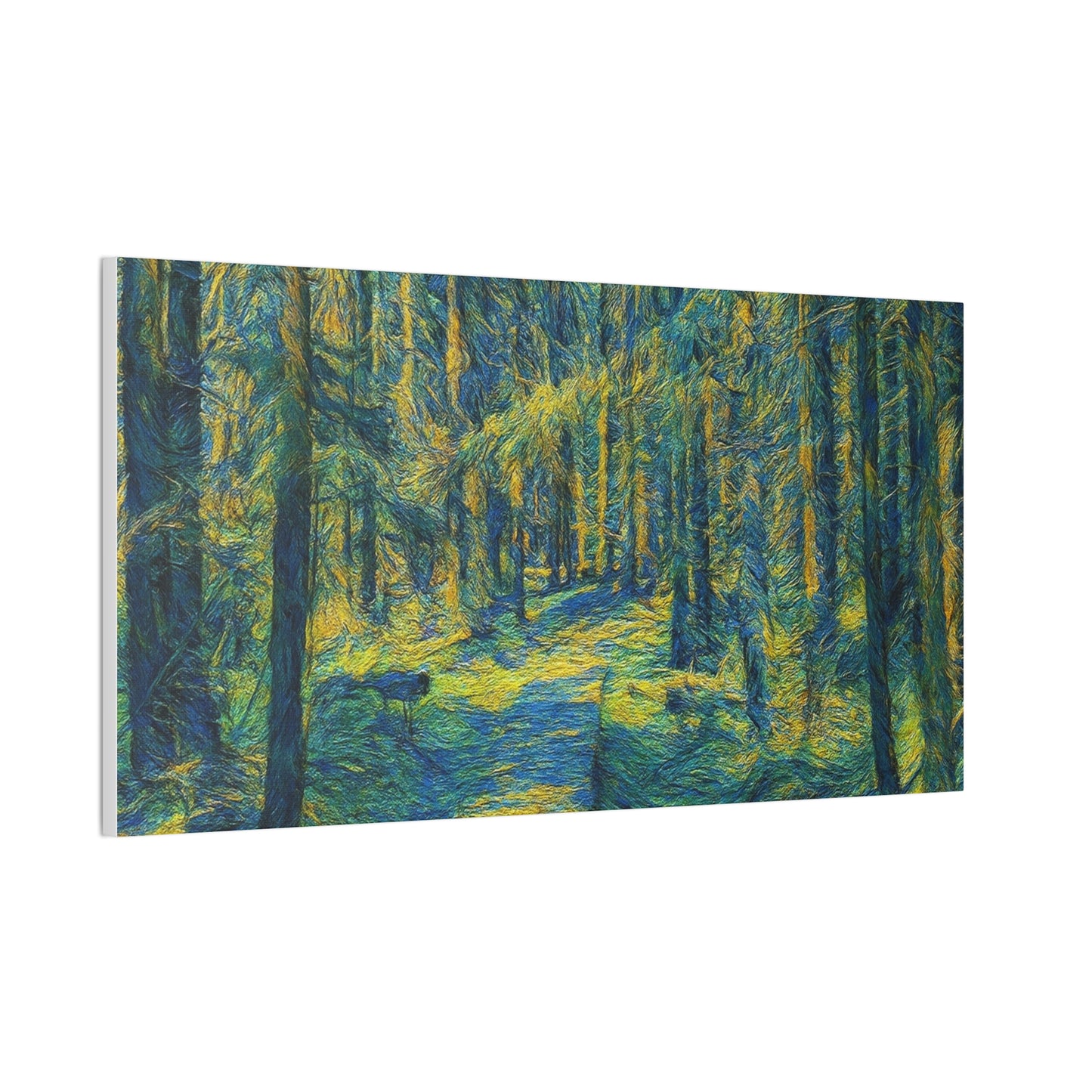 Sunlit Forest Path Canvas — Impressionist Woodland Wall Art
