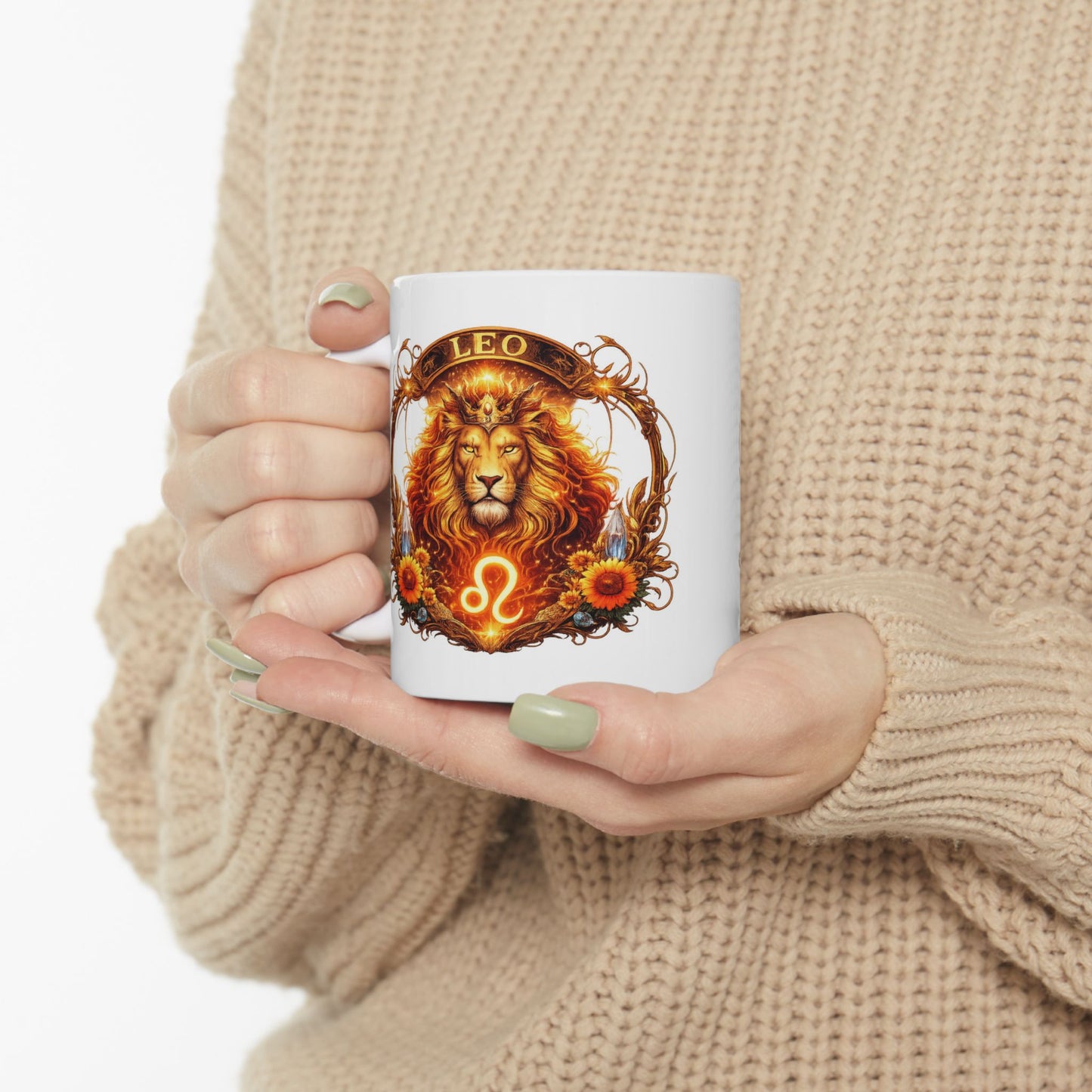 Leo Zodiac Sign Illustration Mug | Ceramic Coffee Cup