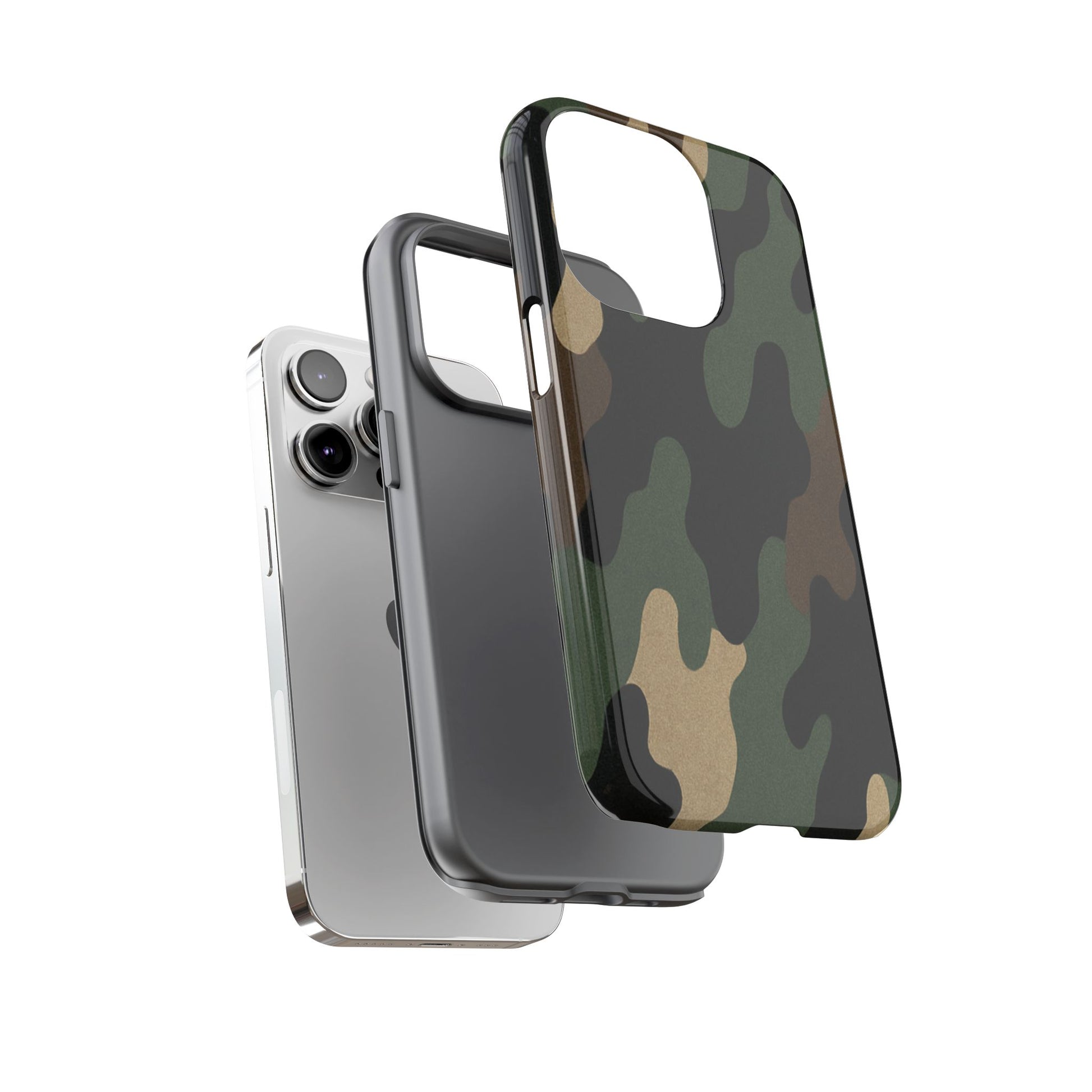 Military green camo tough phone case by Printify, rugged protective cover for smartphones with durable design.