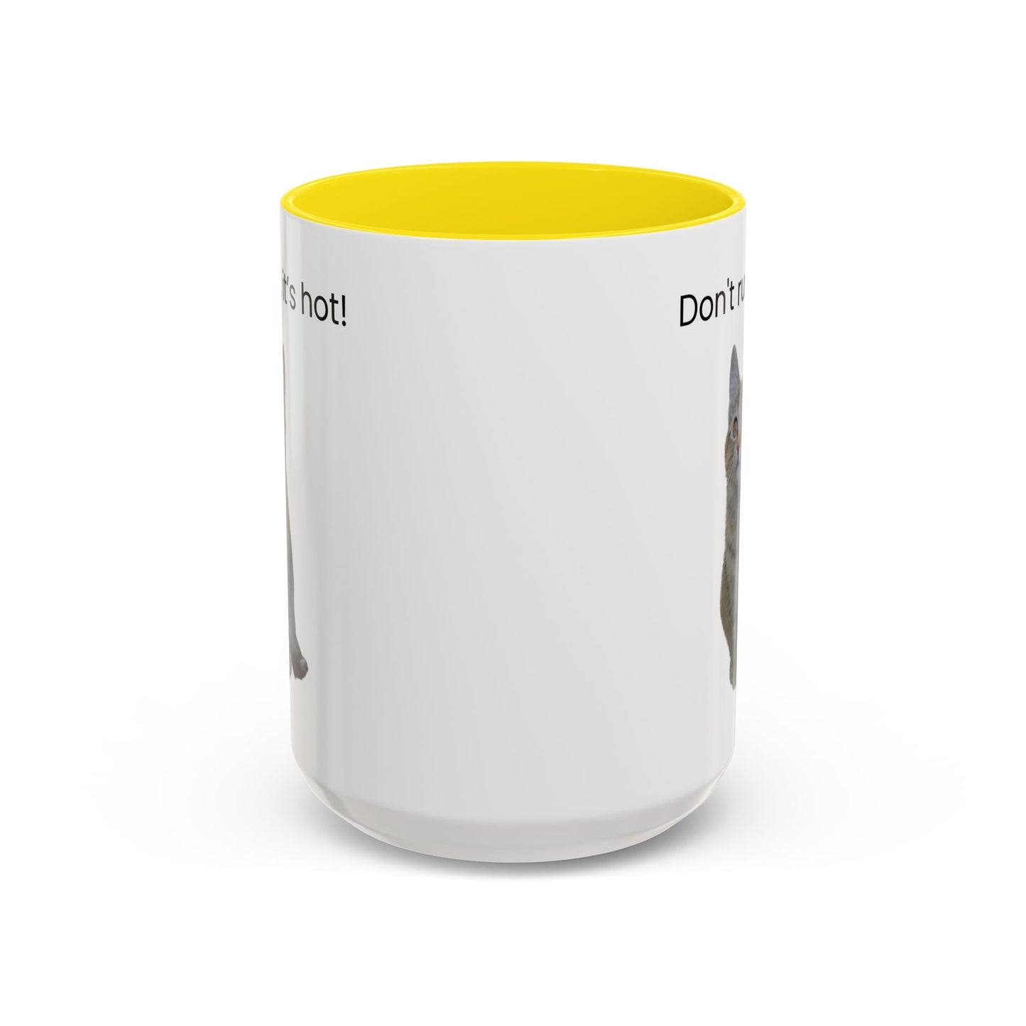 Cat Coffee Mug - "Don't rush, it's hot!" Accent Ceramic Mug (11/15 oz)