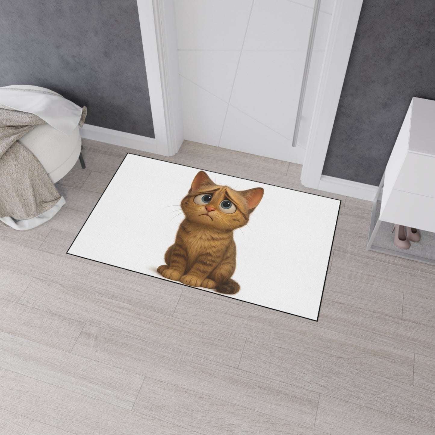 Cute cat-themed floor mat from Printify featuring a playful design, ideal as a heavy-duty entrance doormat for cat lovers.