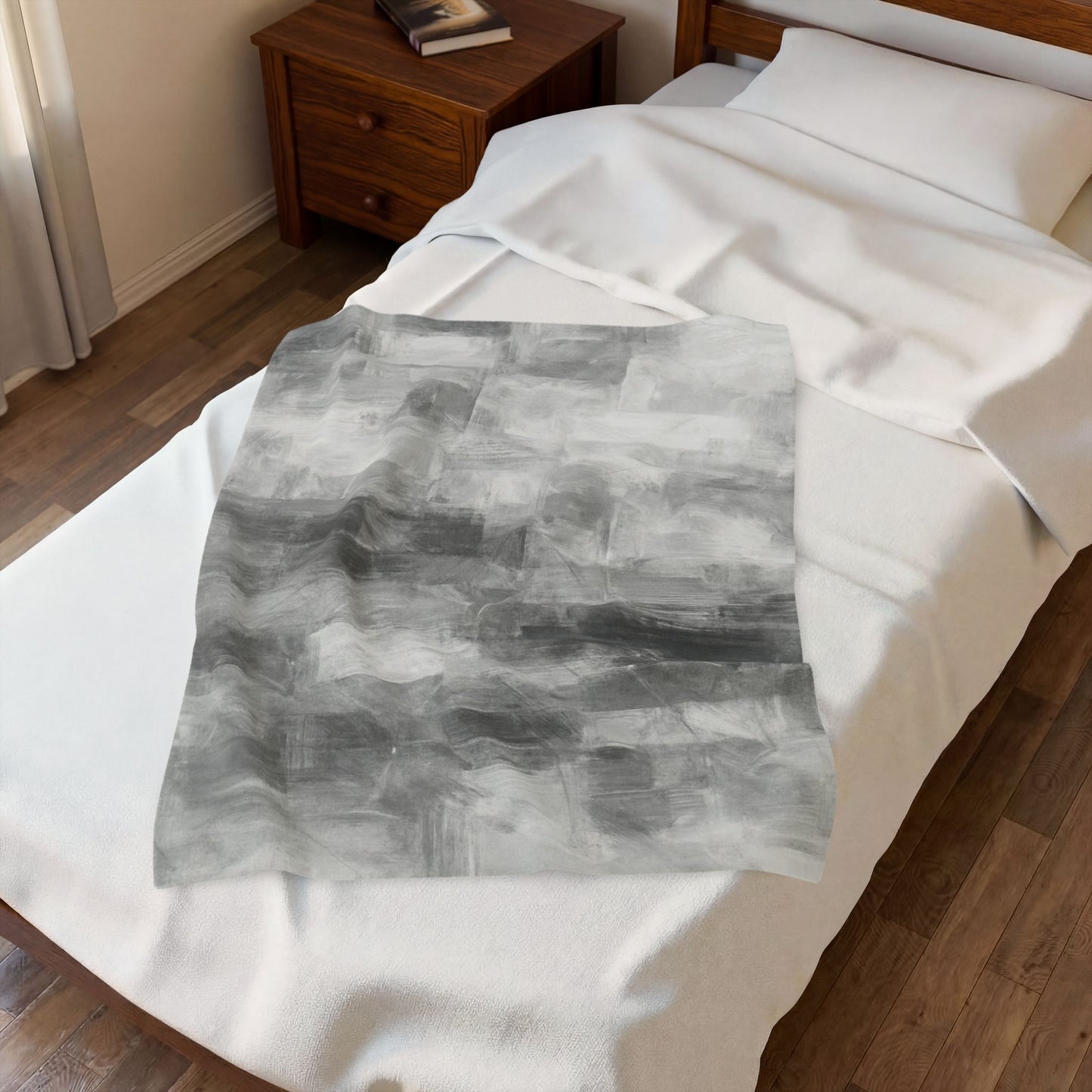Velveteen plush blanket with colorful all-over print, soft cozy throw ideal for living room or bedroom decor.
