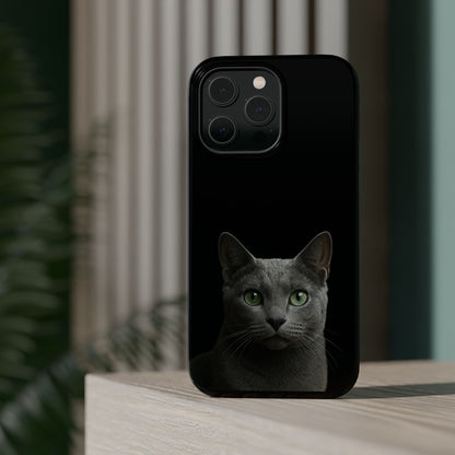 Russian Blue Cat Phone Case — Magnetic Impact-Resistant iPhone Cover