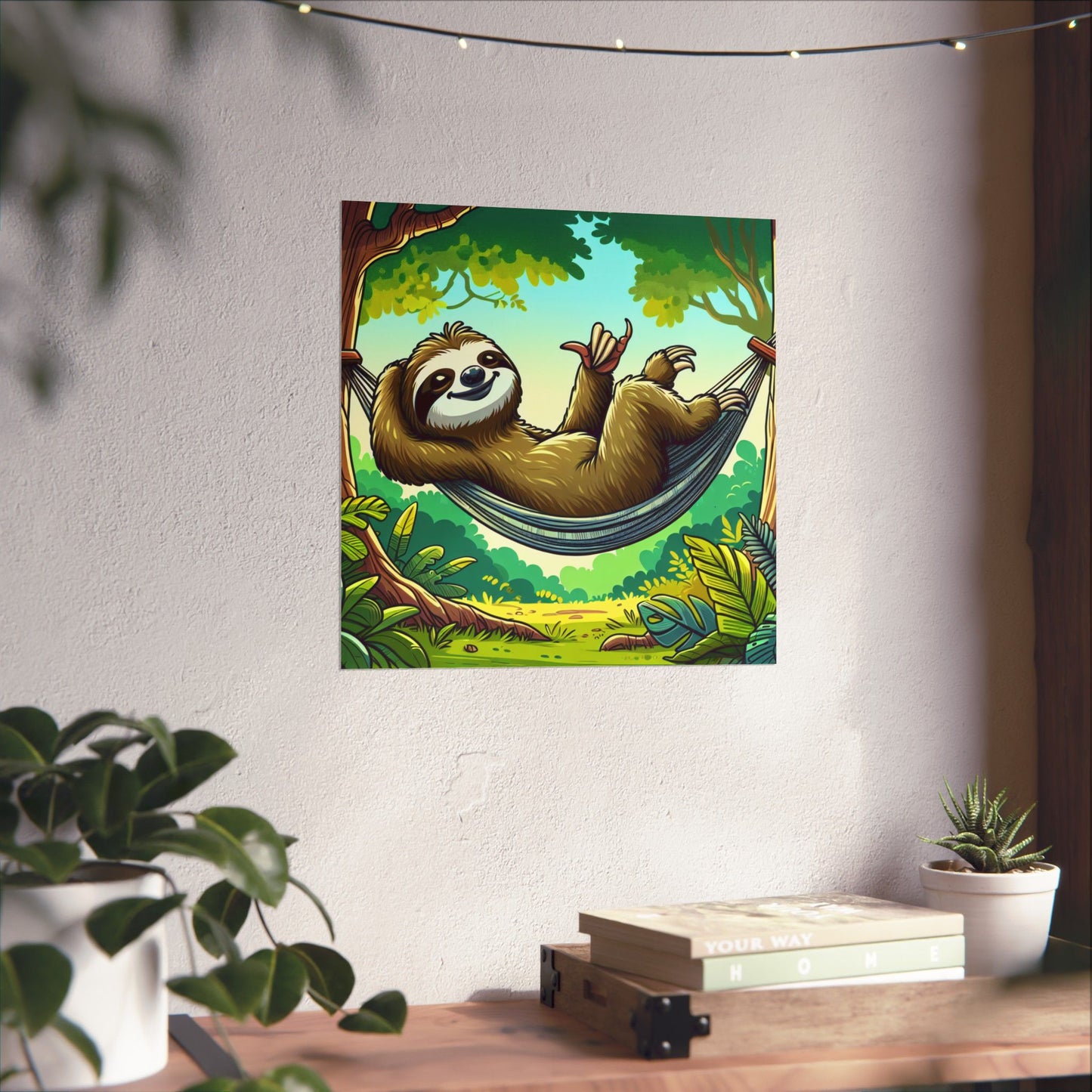Sloth Hammock Matte Poster — Tropical Relaxation Wall Art